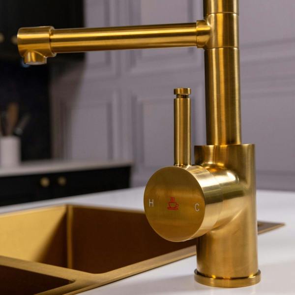 Flode böjig | Multiuse Style 3 in 1 Instant Boiling Tap with Flexi Spray | Brushed Gold Finish