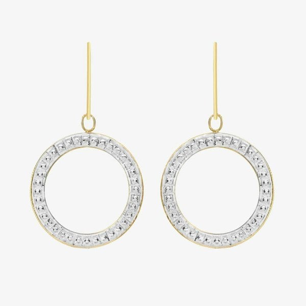 T. H. Baker 9ct Yellow Gold Textured Open Circle Dropper Earrings 1.58.2019