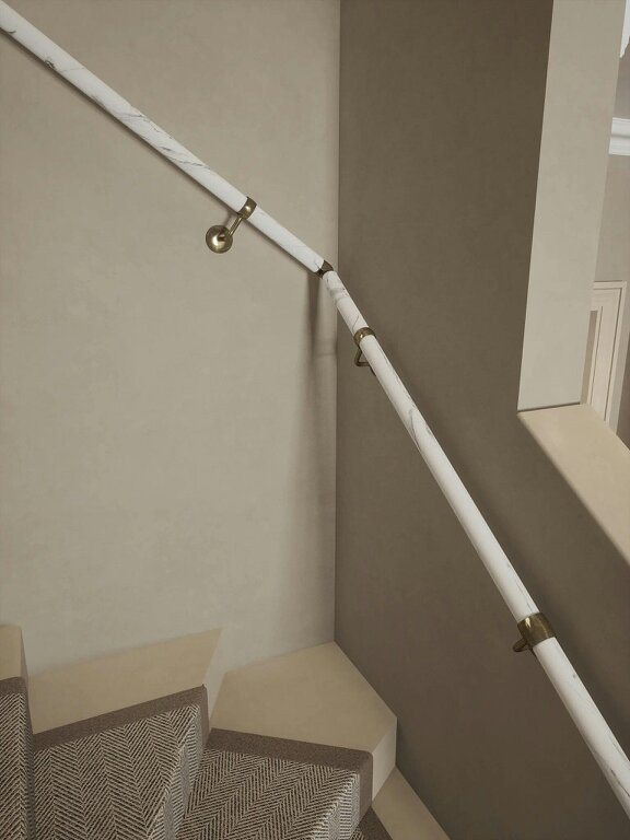 Handrails Direct Montford Soft White Marble Single Winder Handrail