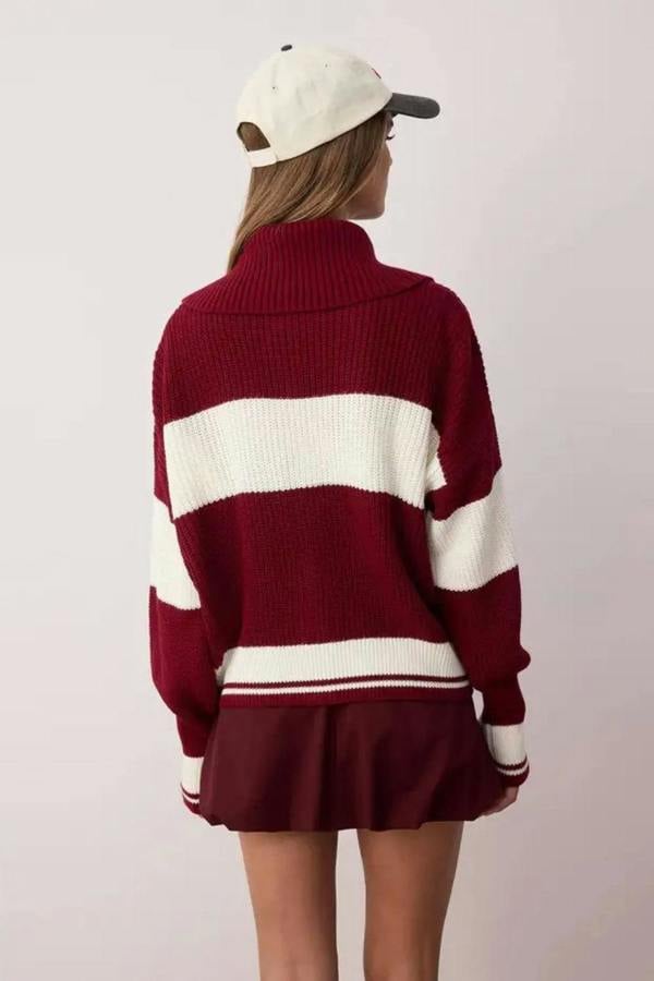 Hoxton Gal Oversized Draped Collar Zip-Up Knit Cardigan