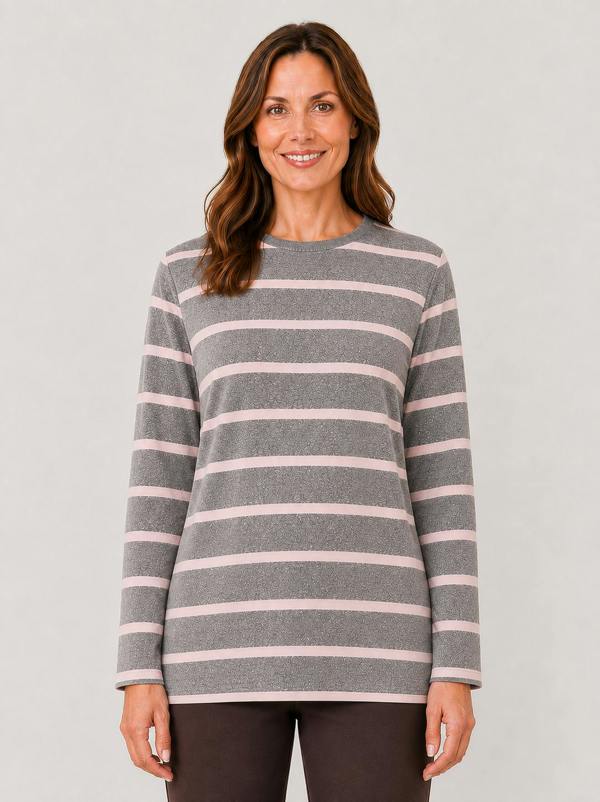 TIGI Yarn Dye Stripe Zip Detail Top