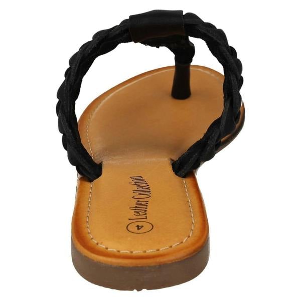 Leather Collection Ladies Leather Collection Braided Toepost Sandals