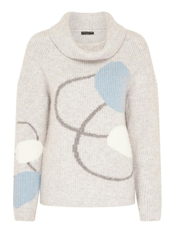 VIZ-A-VIZ Soft Intarsia Cowl Neck  Jumper