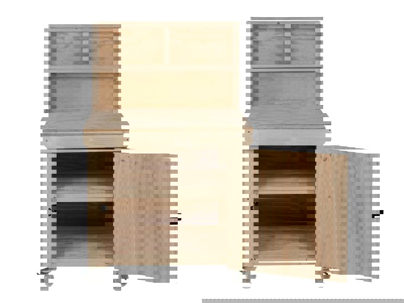 Arbor Garden Solutions Wooden Plywood Top Workbench With Lockable Cupboard (V.9) With back panel, With wheels, Double Shelf