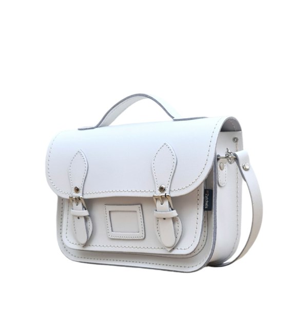 Zatchels Leather Midi Satchel - White