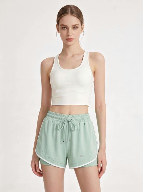 Anniou Women's 2-in-1 Athletic Shorts - Fresh green