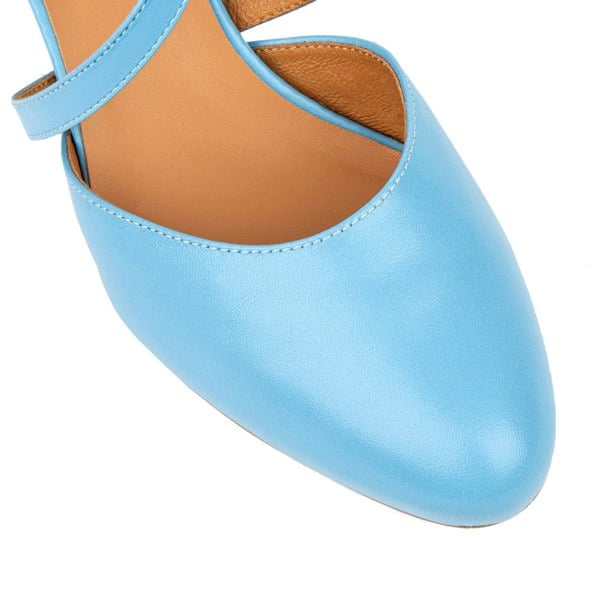 Embassy London Dannii - Blue Signature - Women's leather closed toe comfortable 2.4 inch heel sandal