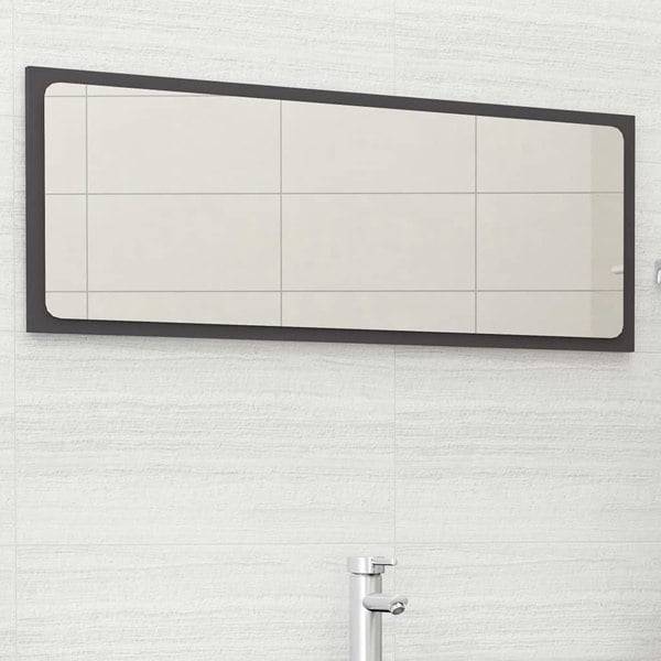 Berkfield Bathroom Mirror Grey 100x1.5x37 cm Engineered Wood