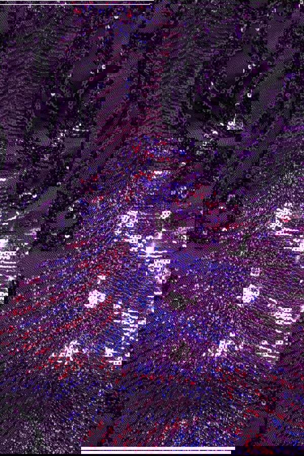 Contrast Sequin Long Sleeve Midi Dress - Purple DR3607