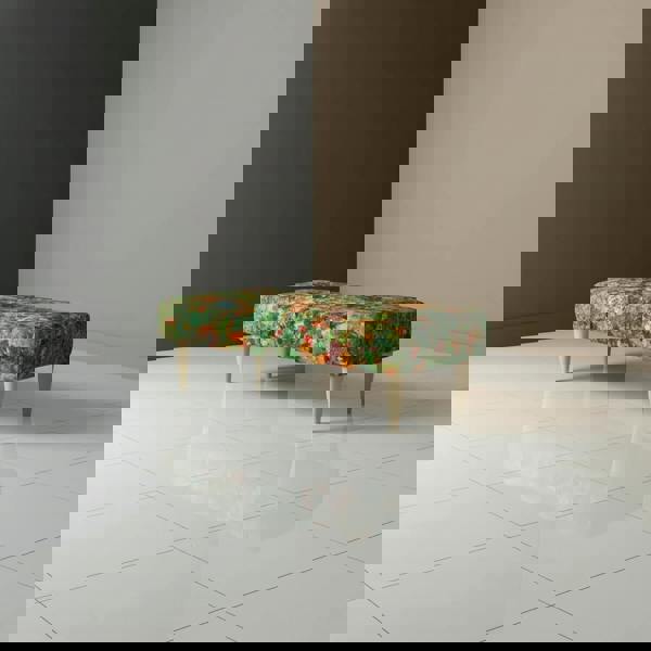 Artistic statement fabric bedroom bench handcrafted in the UK with seamless upholstered top