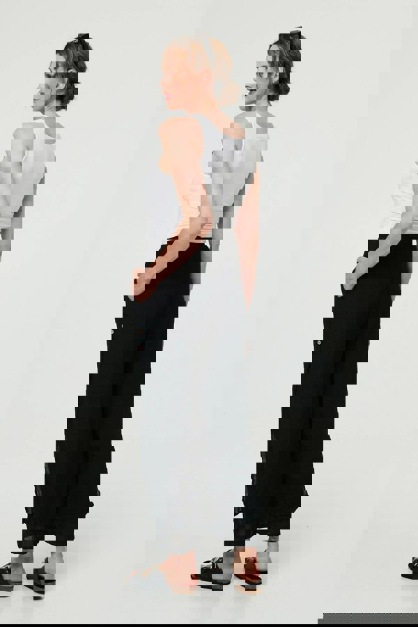 Black | High Waist Side Split Layered Trousers
