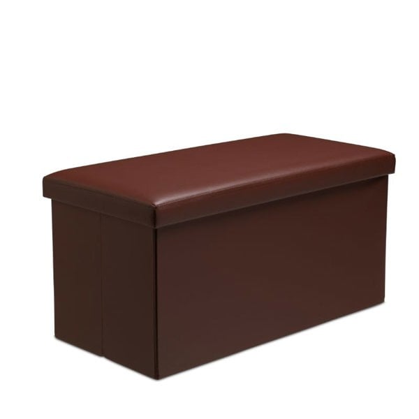 Snug City Faux Leather Storage Ottoman Storage Box With Lid Foldable - 76x38x38cm Rectangle