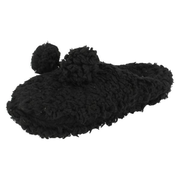 Eaze Ladies Eaze Fluffy Pom Pom Front Slippers