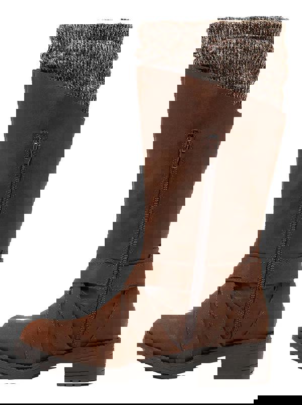 Rocket Dog Telsa Womens Tall Zip Up Mid Calf Biker Buckle Boots