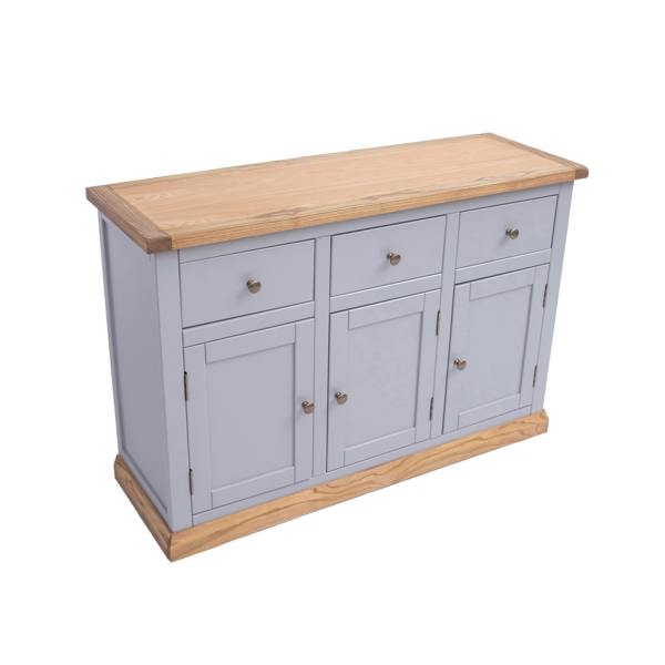 Cabinet Bits Biccari Grey 3 Drawer 3 Door Sideboard Brass Knob