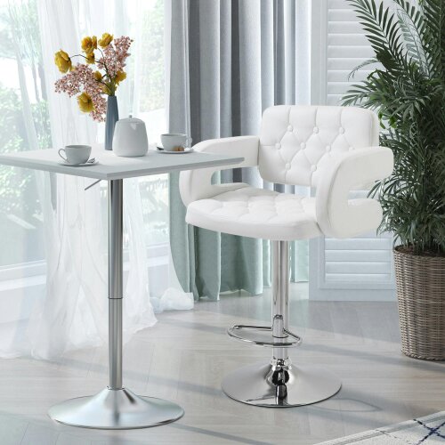 HOMCOM Adjustable Height Barstool Steel Pole PU Leather, Black