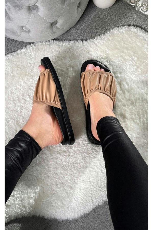 Rachel Ruched Slider - Mocha