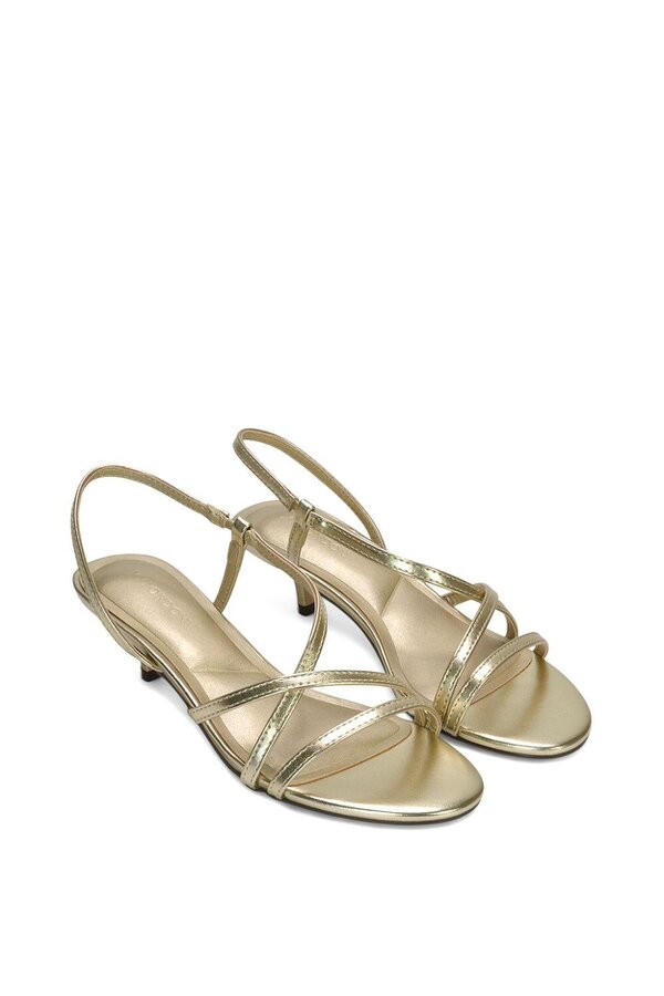 XY LONDON Slip On Strappy Slingback Kitten Heeled Sandals