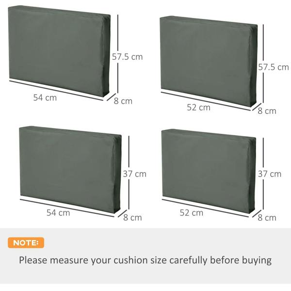 Deep grey rectangular back cushion cover for patio seating, size shown