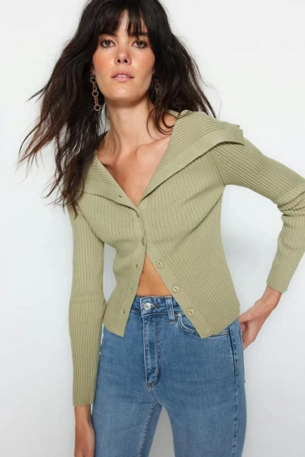 Hoxton Gal Draped Collar Knit Cardigan