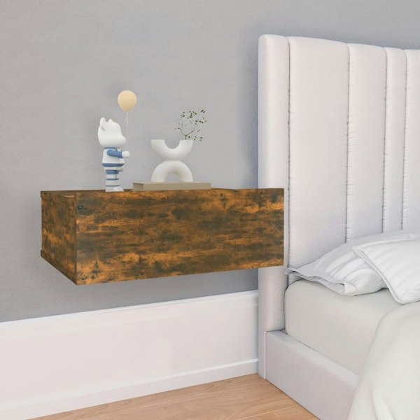 Berkfield Floating Nightstands 2 pcs Smoked Oak 40x30x15cm Engineered Wood