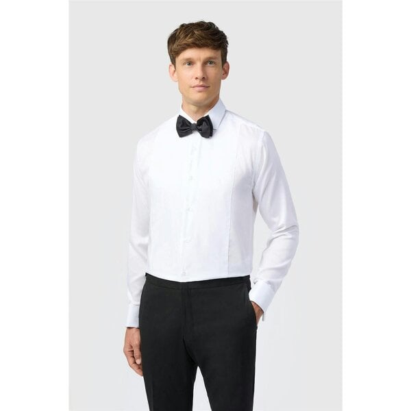 Alexandre Silver Alexandre Slim Fit White Non-Iron Bib Dress Double Cuff Shirt