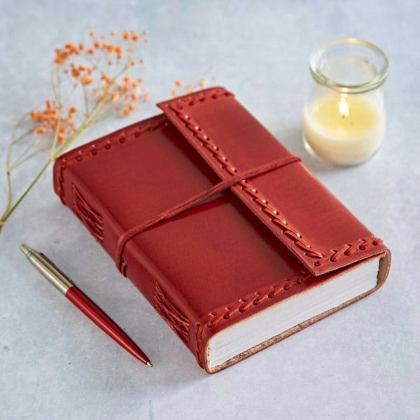 Paper High Stitched Distressed Leather Journal