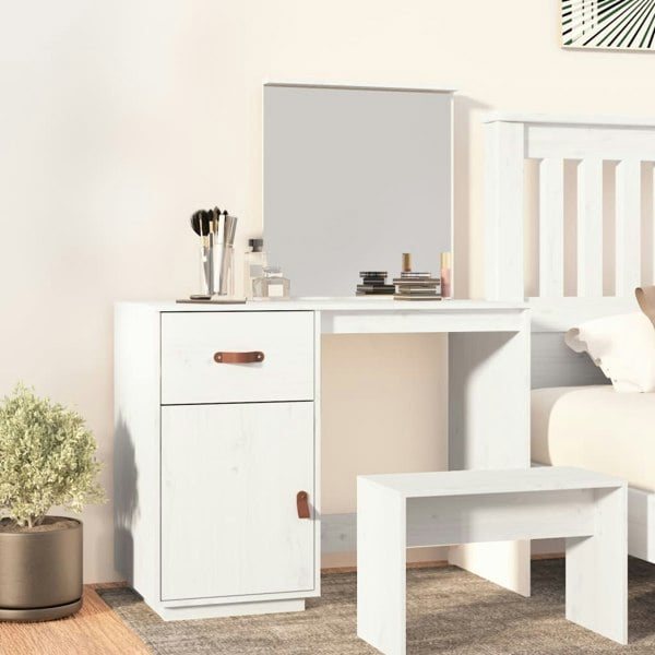 Berkfield Dressing Table White 95x50x134 cm Solid Wood Pine