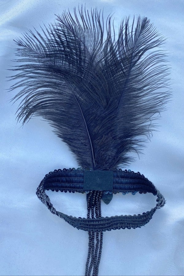 Flapper headpiece, feathers and sequins, elastic band, vintage 1920s inspired hair accessory
