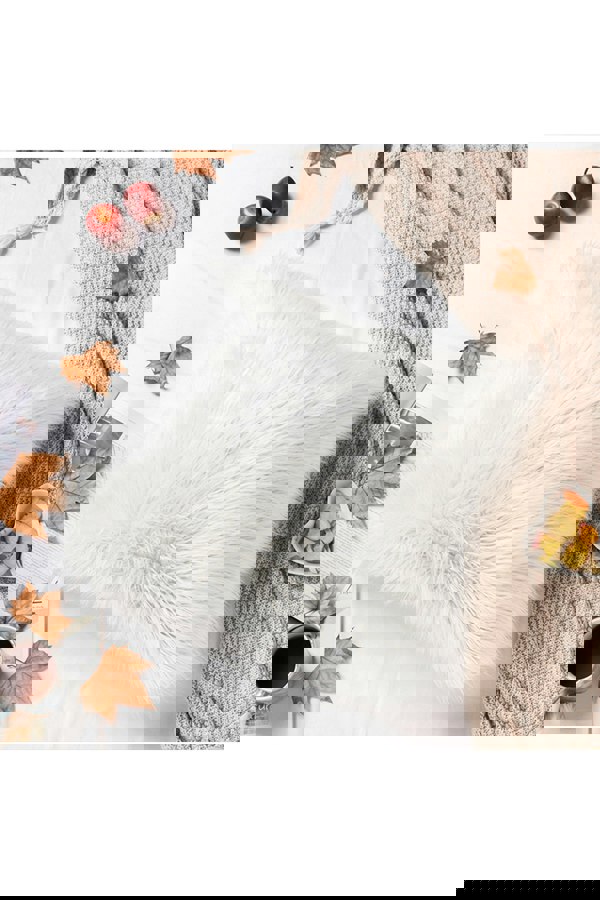 Living and Home 50*50cm Fluffy Faux Wool White Cushion Cover