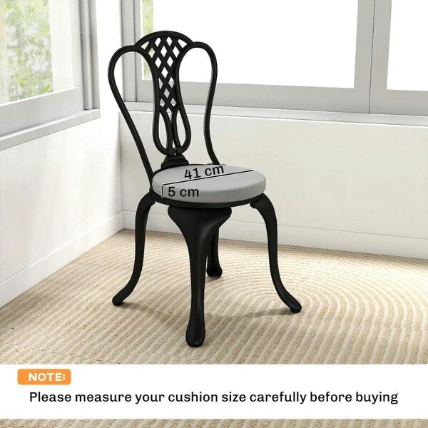 Outdoor Bistro Chair Cushions Set of 4 with Removable Cover, 41 x 41 x 5 cm Round Seat Cushions with Ties, Light Grey