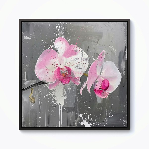 Warren Reed Pink Orchids Splash Art Framed Canvas