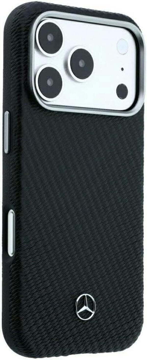 Mercedes Leather Semi Wrap Wood Effect Case with MagSafe for iPhone 17/18 Pro 6.3" Black - MEHMP18L25PFWWPK