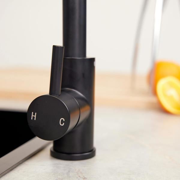 Top-Fix | Vito Square Neck Style Kitchen Mixer Tap | Matt Black Finish