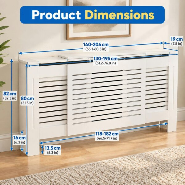 HOMEWEDO  Adjustable Radiator Cover, MDF Decorative Radiator Cover