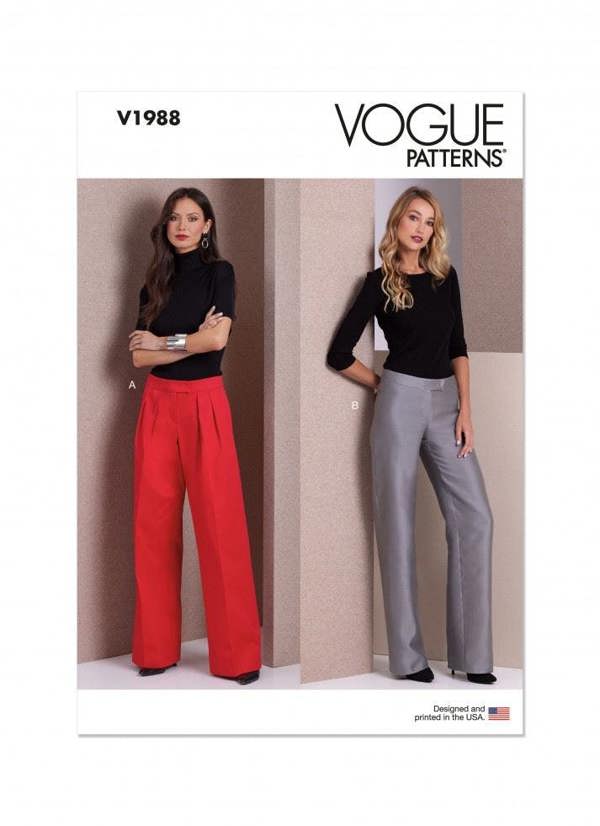 Vogue Sewing Pattern 1988, Trousers for Women, H5 (6-8-10-12-14) - Intermediate