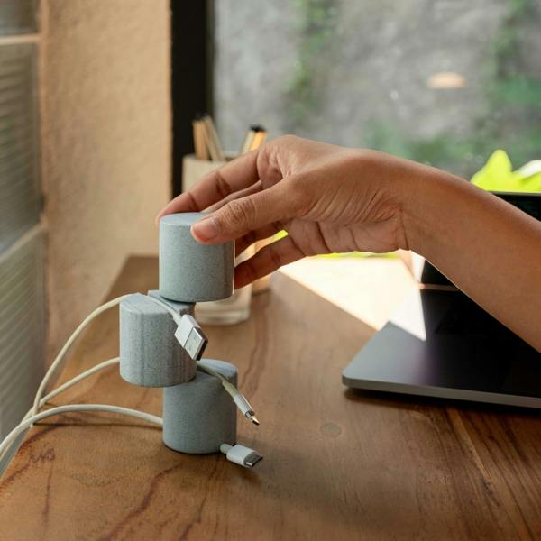 Coastal villa Homeware Cable Pillar Tower | Marble Cable Tidy and Desk Cable Organiser