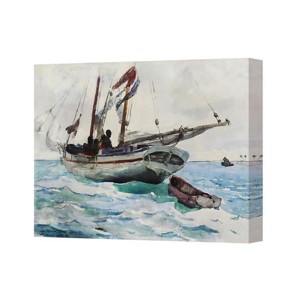 Benjamin Tate Design Seascape Canvas Wall Art Sailboat Painting Ocean Coastline Decor