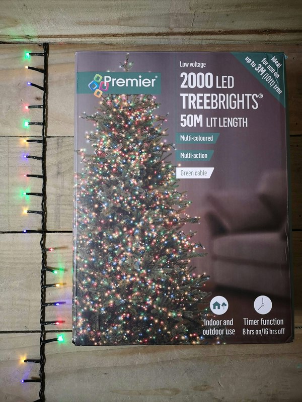 Samuel Alexander 2000 LED 50m Indoor Outdoor Christmas Multi Function Mains Operated String Lights with Timer in Multicoloured