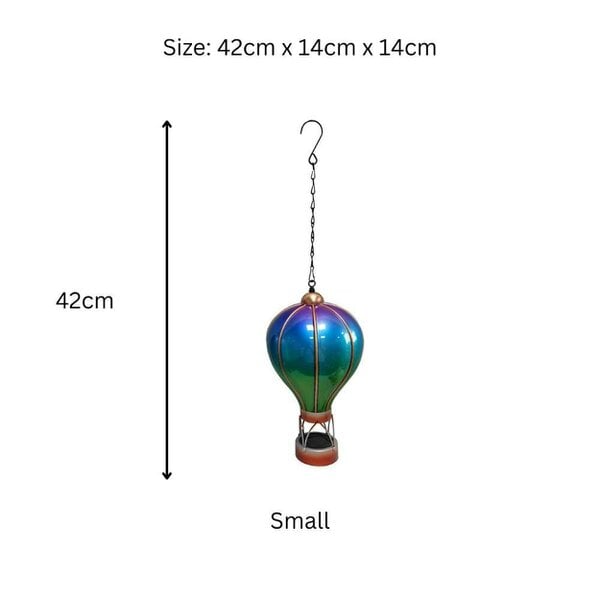 EDH Door Hardware Small Aurora Solar Hot Air Balloon – 42cm | Color-Changing Solar-Powered Hanging Lantern & Wind Spinner