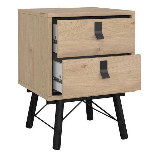 Wyld Haus Juno Natural Oak Wood Furniture Set - Wardrobe 3 Doors and 3 Drawers + Chest 6 Drawers + Bedside Table 2 Drawers