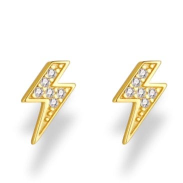 Gold Trip Lightning Bolt Stud Earrings