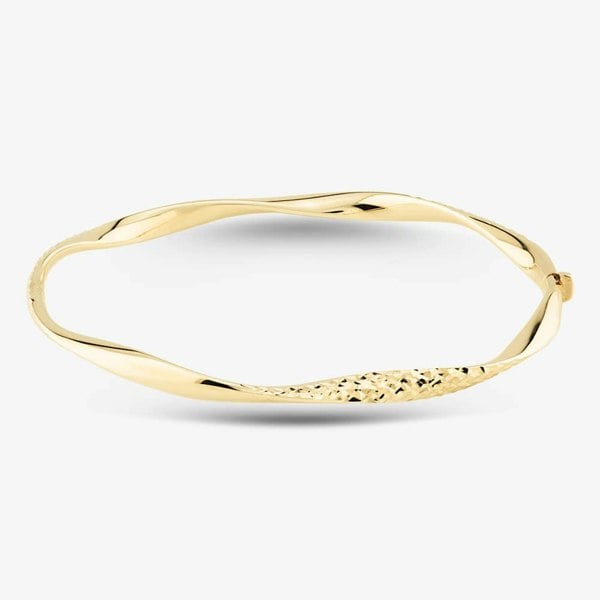 T. H. Baker 9ct Yellow Gold Diamond-Cut Twist Hinged Bangle BN486