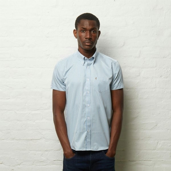 Gabicci V54GW02 Mens Fraser Short Sleeve Gingham Shirt Gabicci Vintage - AQUA