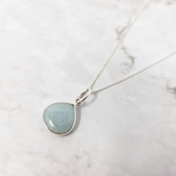 Aquamarine March Birthstone Sterling Silver Necklace