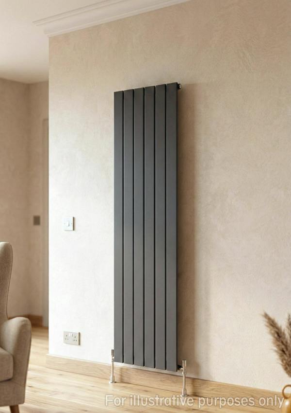 MYHOMEWARE 305mm x 1800mm Single Aluminium Panel Radiator in Anthracite Grey - Model Lena - Wall-mounted