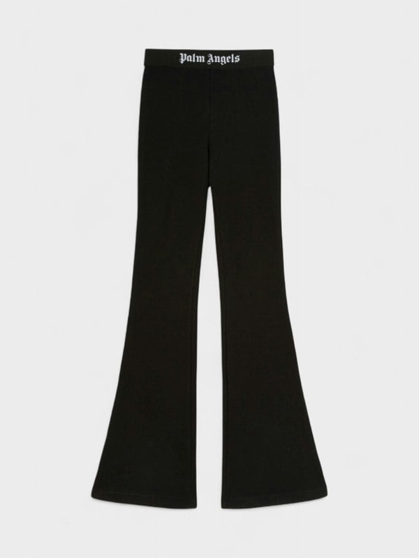 Palm Angels Logo Tape Flare Sweatpants Black - Supplied FashionPalm Angels