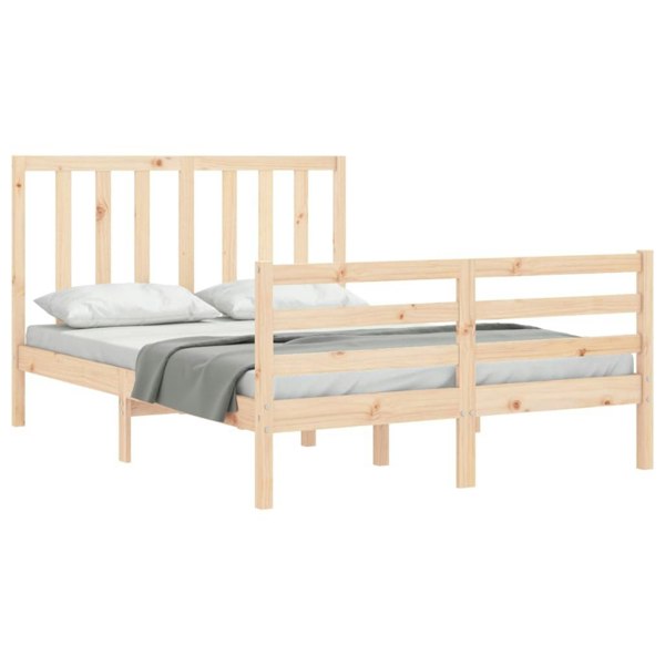 Berkfield Bed Frame with Headboard Double Solid Wood