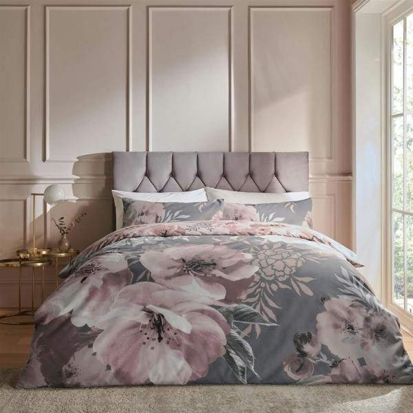 Dramatic Floral Grey Duvet Cover Set