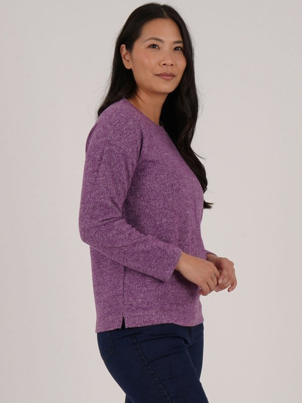 PennyPlain Crew Neck Long Sleeve Top - Amethyst